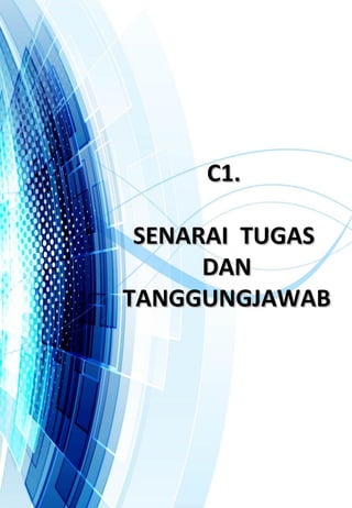 C1.C1.
SENARAI TUGASSENARAI TUGAS
DANDAN
TANGGUNGJAWABTANGGUNGJAWAB
 