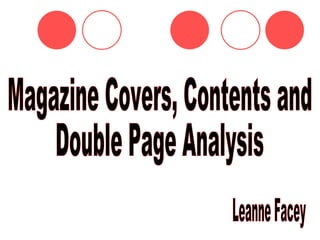 Magazine Covers, Contents and  Double Page Analysis  Leanne Facey 