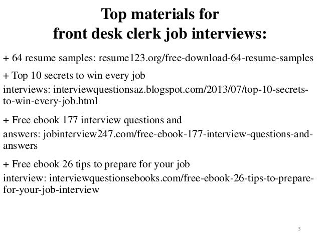desk clerk resume front