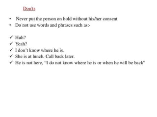 Front desk etiquettes