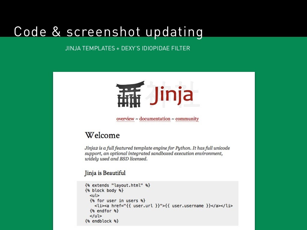 Code & screenshot updating JINJA