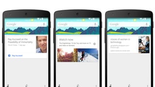 Google Now is another example along with Siri, it takes a lof data that is on the web and makes a new frontend out of it. But how do you control 
this, well that depends, but schema.org markup is one example. As a front-end web developer you going to have to learn about all these new 
surface areas for your content and interaction, it is not going to be native developers that do this. 
 