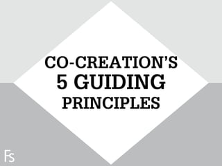 CO-CREATION’S
                      5 GUIDING
                      PRINCIPLES

FRONTEER
STRATEGY
INNOVATION.
CO-CREATION.
BRAND DEVELOPMENT.
 