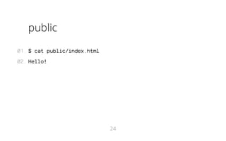 public
01. $ cat public/index.html
02. Hello!

24

 