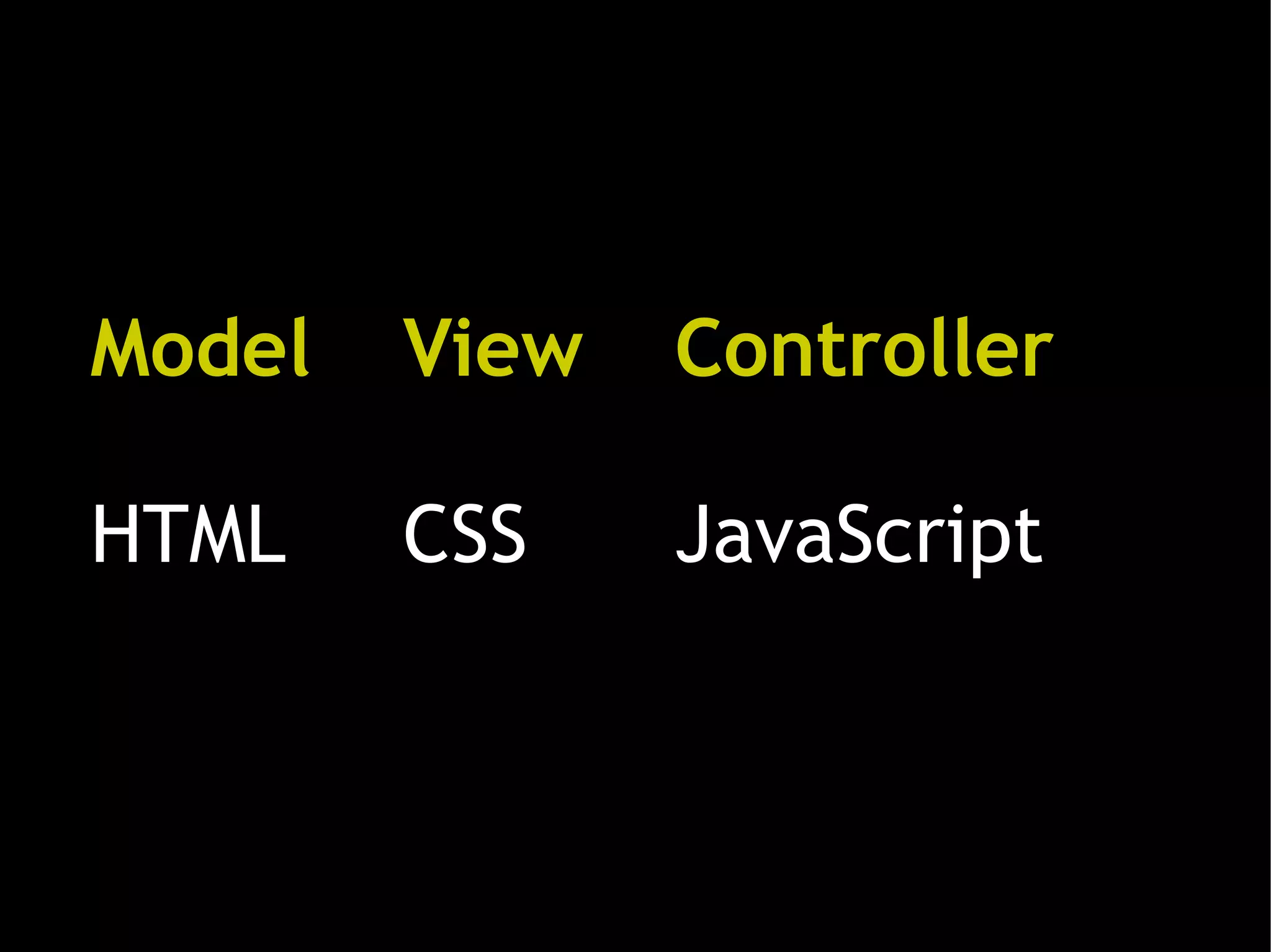 Model View Controller HTML CSS JavaScript 