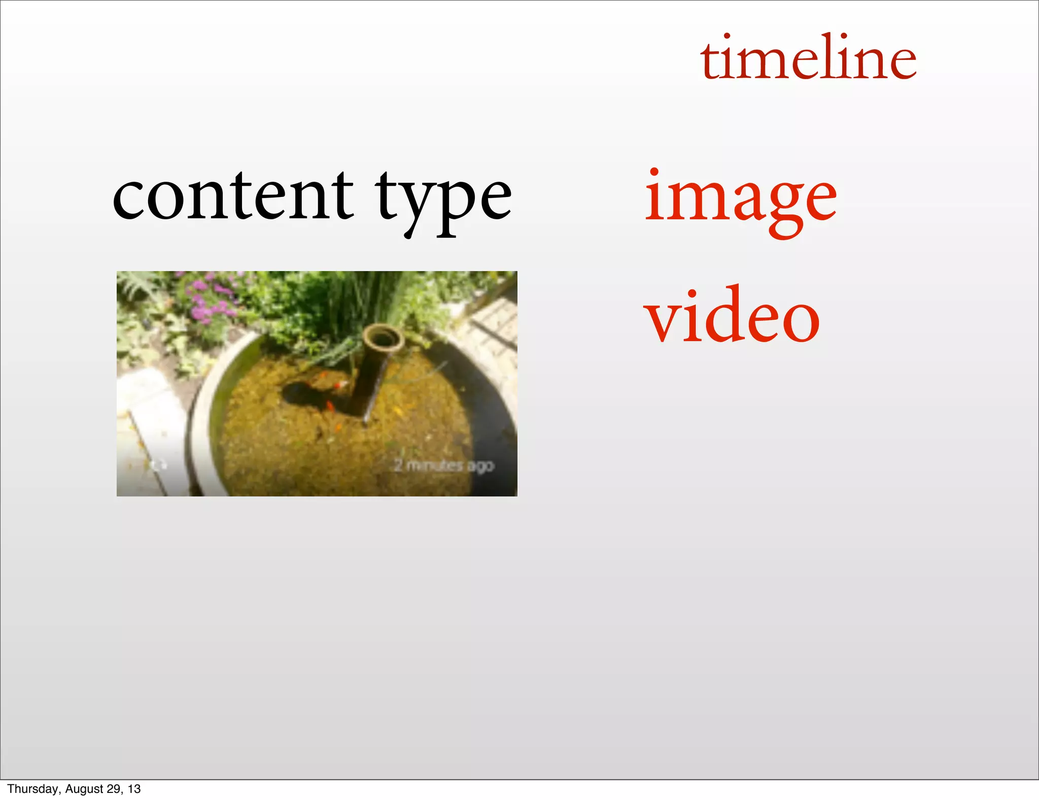 timeline
image
video
content type
Thursday, August 29, 13
 
