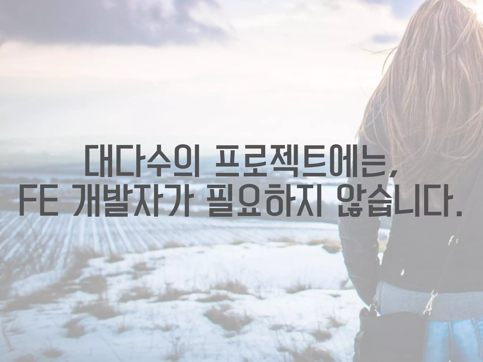 대다수의 프로젝트에는, 
FE 개발자가 필요하지 않습니다.
 