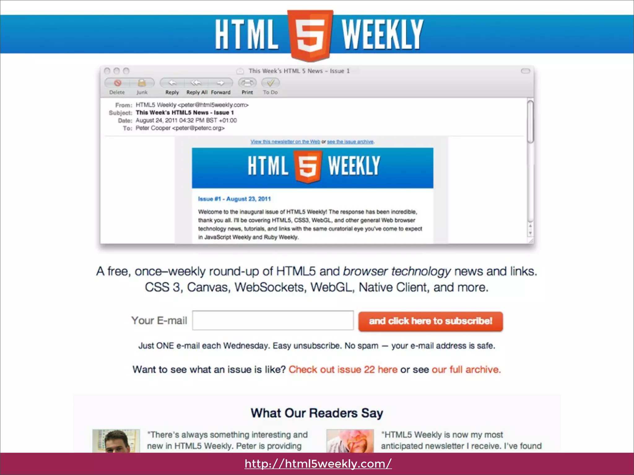 http://html5weekly.com/
 