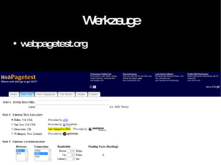 Werkzeuge webpagetest.org 