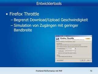 Entwicklertools Firefox Throttle Begrenzt Download/Upload Geschwindigkeit Simulation von Zugängen mit geringer Bandbreite 