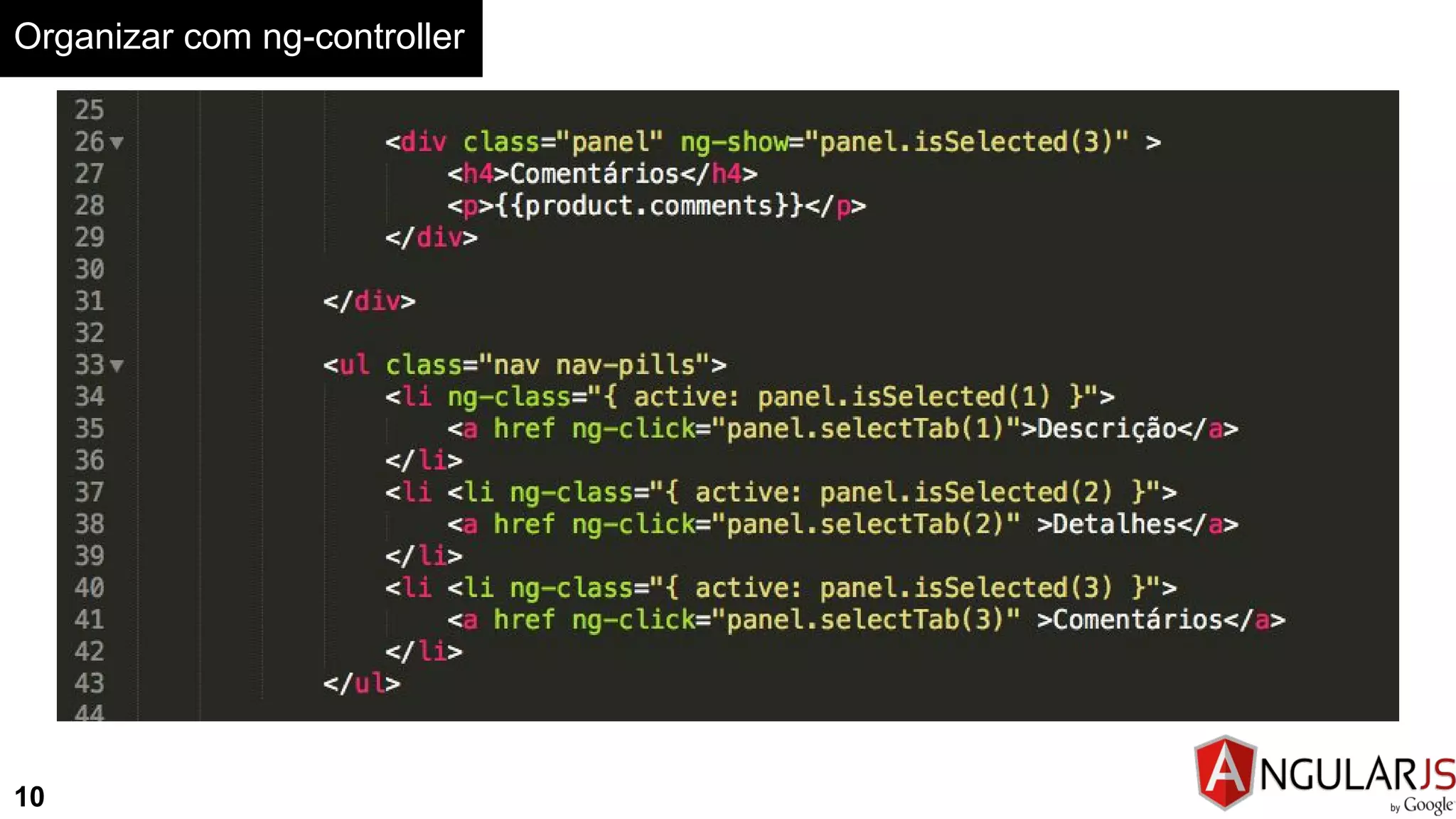 Organizar com ng-controller
10
 