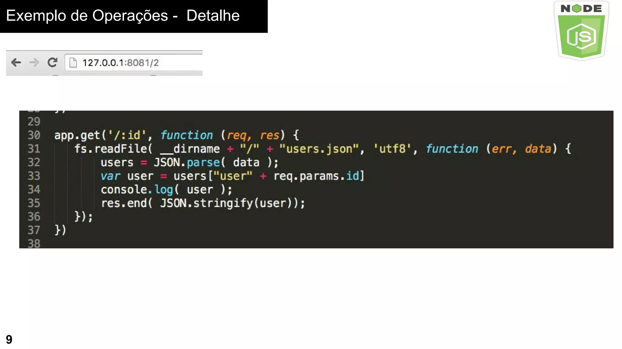 Exemplo de Operações - Detalhe
9
 