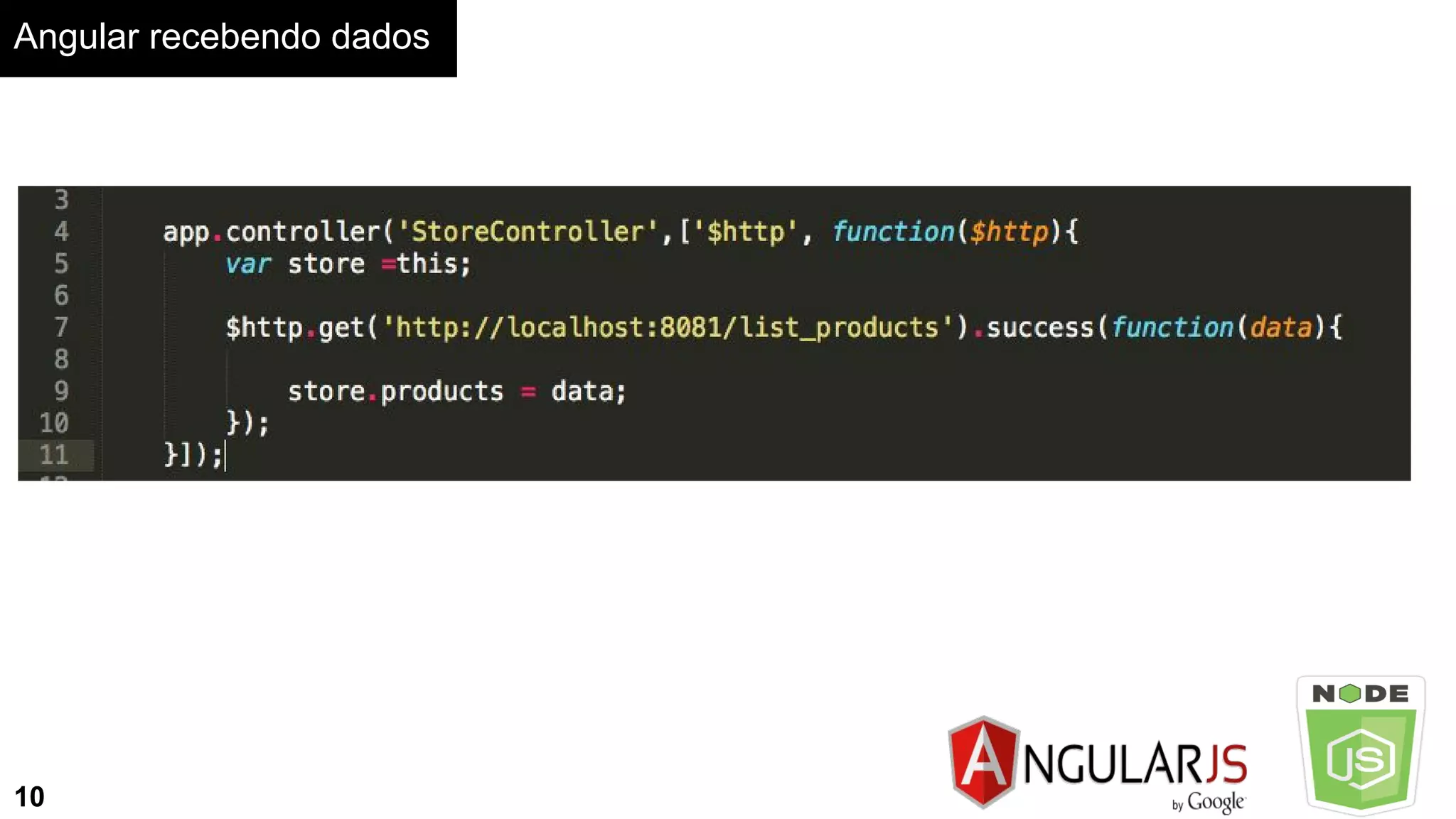 10
Angular recebendo dados
 