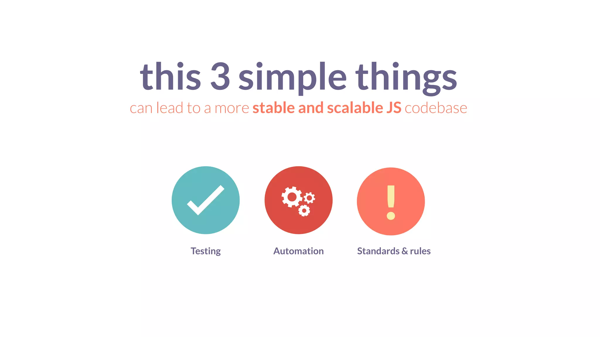 this 3 simple things
can lead to a more stable and scalable JS codebase
Testing Automation Standards & rules
!
 