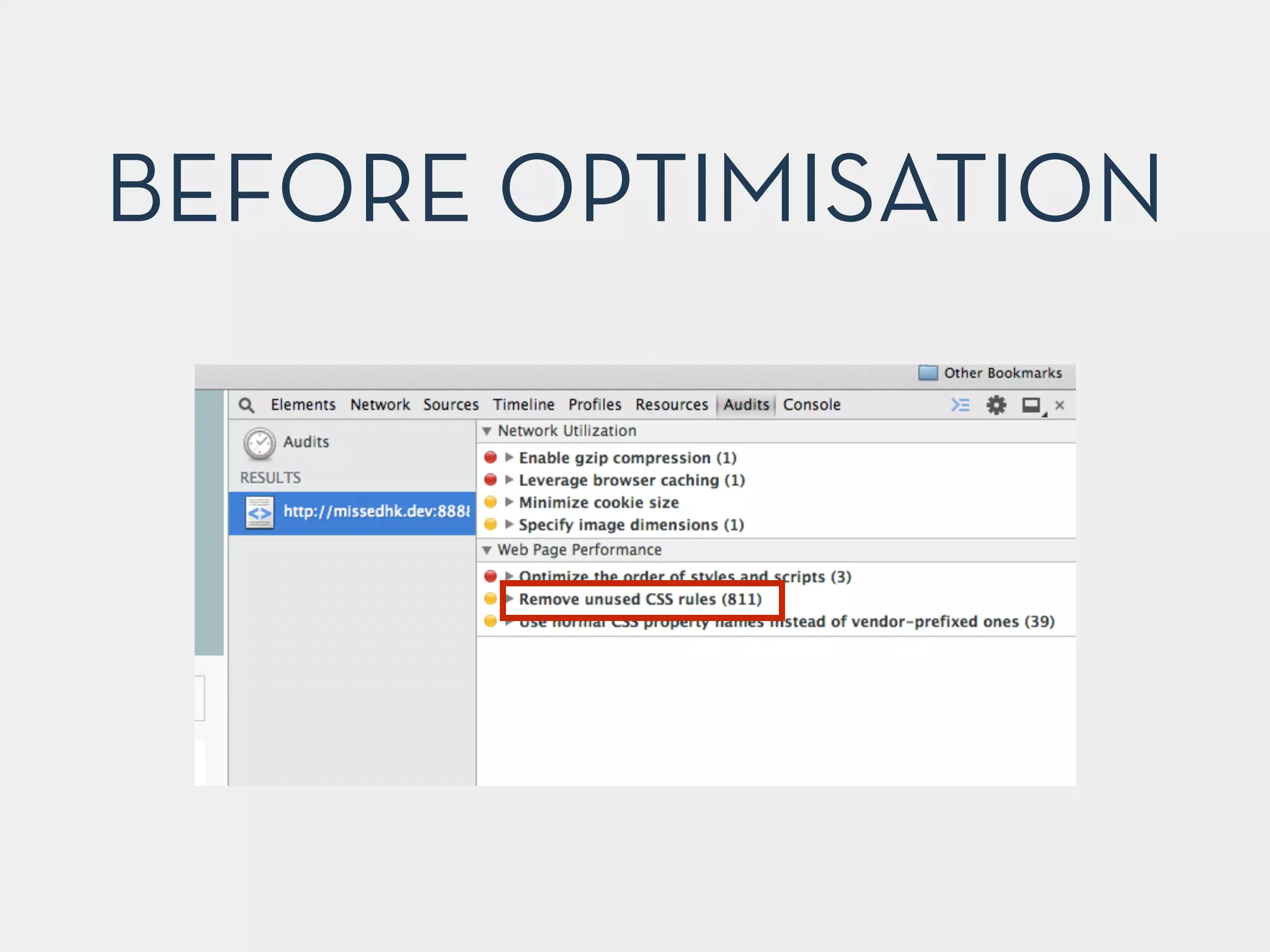 BEFORE OPTIMISATION
 