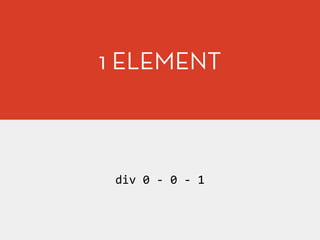 1 ELEMENT
div	
  0	
  -­‐	
  0	
  -­‐	
  1
 
