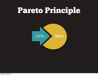 Pareto Principle


                            20%   80%




Friday, 22 April 2011
 