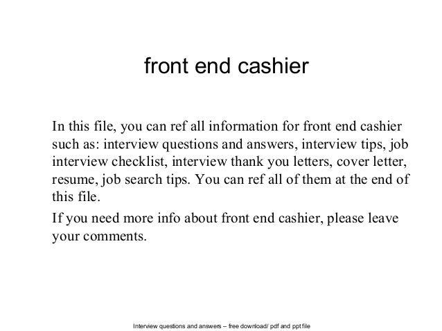 front end cashier front end cashier