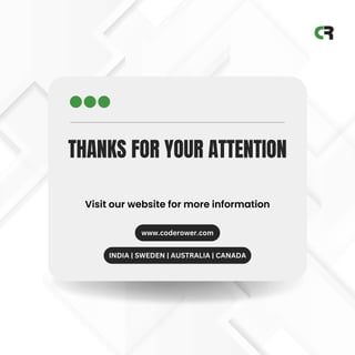 THANKS FOR YOUR ATTENTION
Visit our website for more information
www.coderower.com
INDIA | SWEDEN | AUSTRALIA | CANADA
 