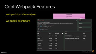 #DevoxxUK
Cool Webpack Features
webpack-bundle-analyzer
webpack-dashboard
 