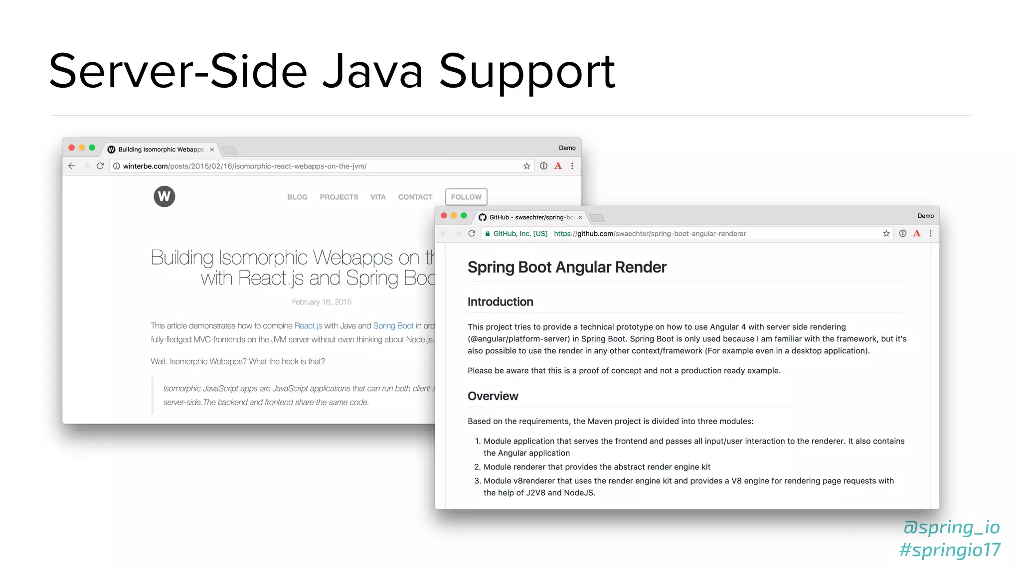 @spring_io
#springio17
@spring_io
#springio17
Server-Side Java Support
 