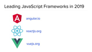Leading JavaScript Frameworks in 2019
angular.io
reactjs.org
vuejs.org
 