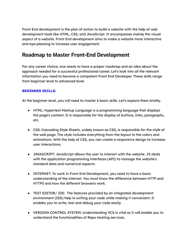 How to Become a Front-End Developer? Step-by-Step Guide by Careervira | PDF