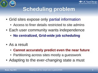 Scheduling problem
 ●   Grid sites expose only partial information
      ●   Access to finer details restricted to site ad...