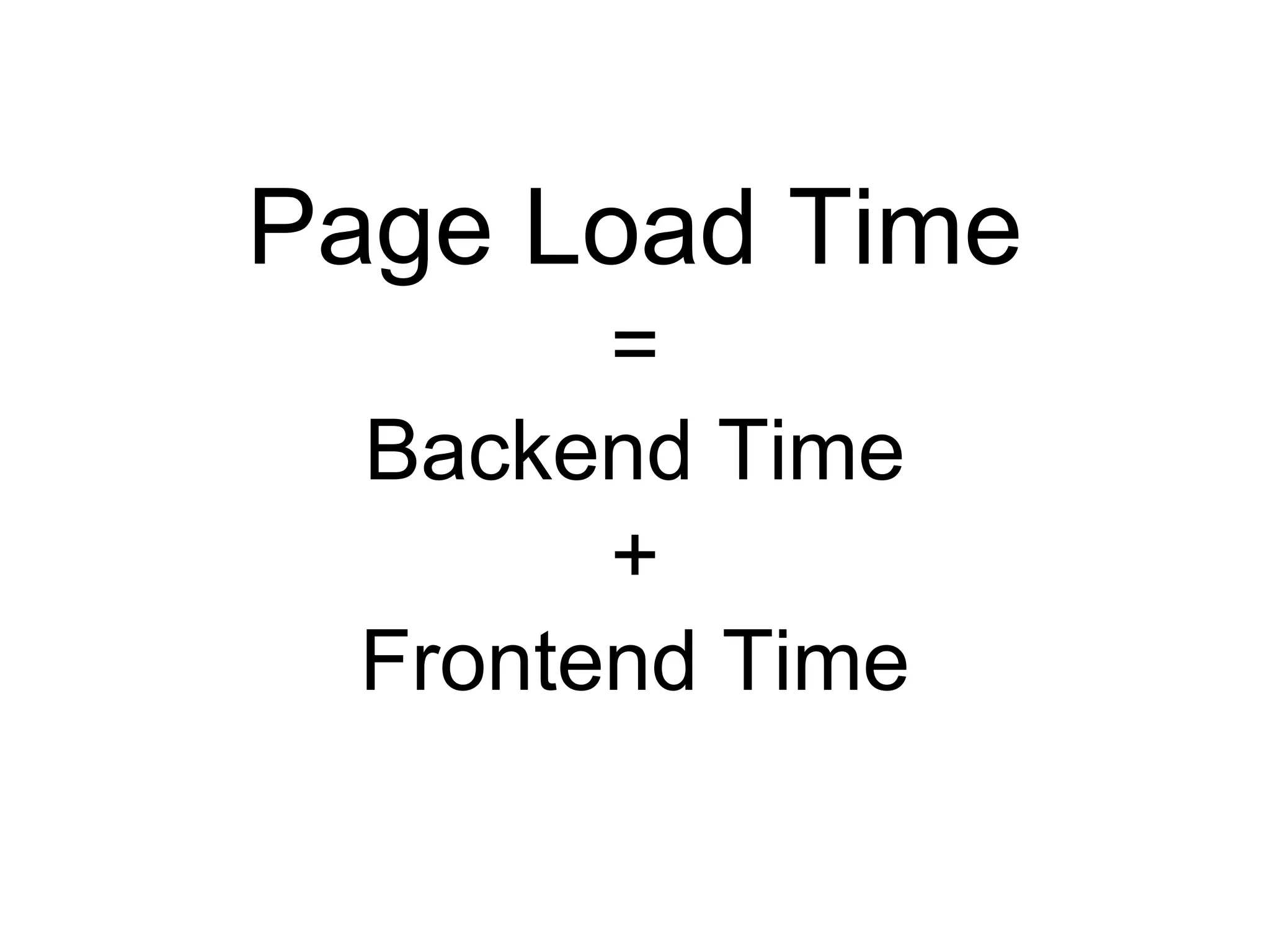Page Load Time = Backend Time + Frontend Time 