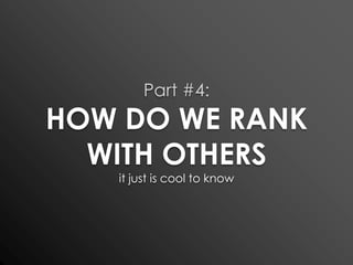 Part #4:HOW DO WE RANKWITH OTHERSit just is cool to know
