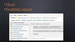 • YSLOW
• PAGESPEED INSIGHTS
 