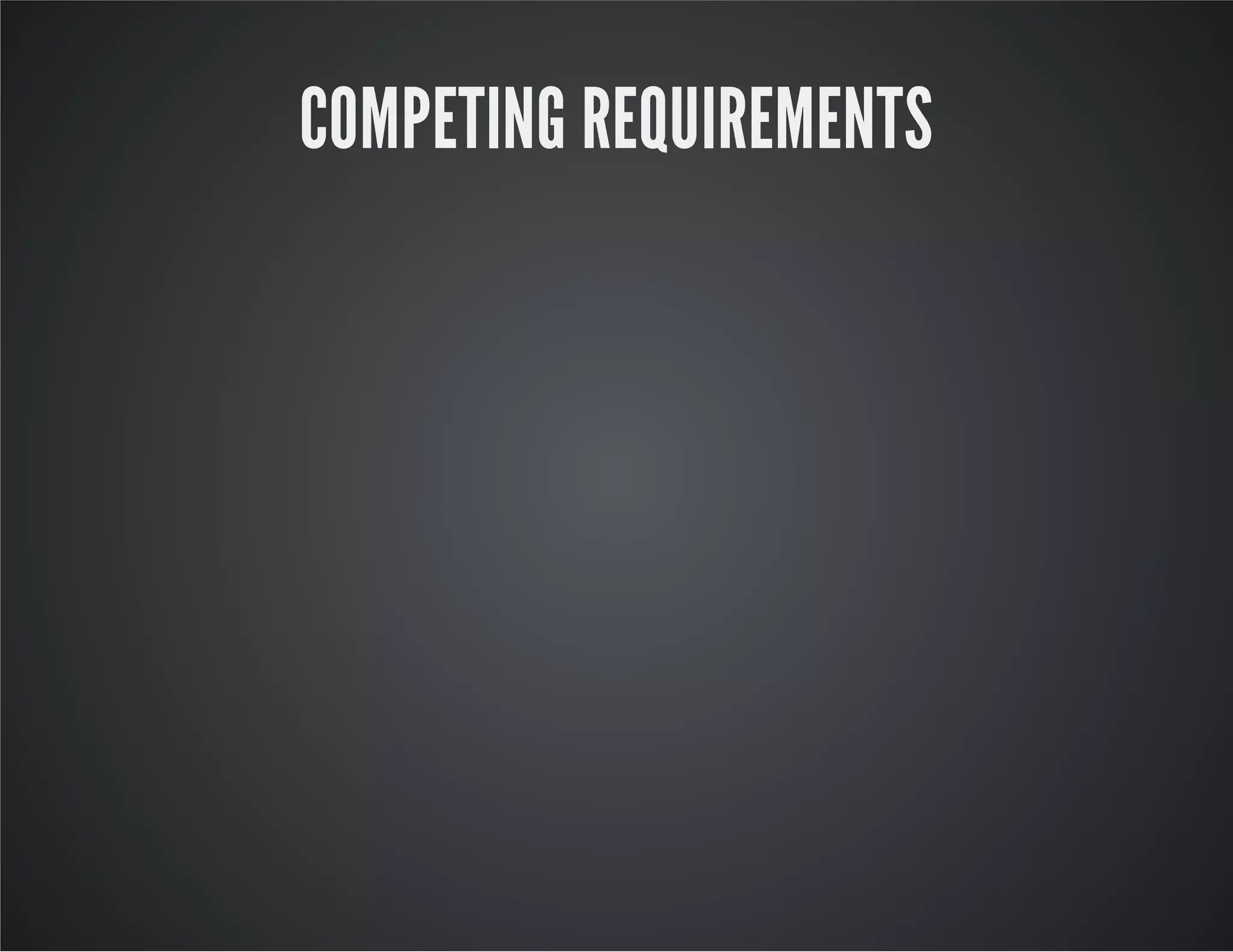 COMPETING REQUIREMENTS
 