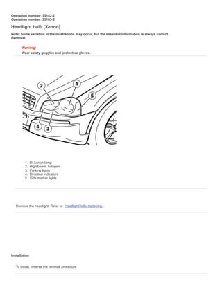 Front headlight removal installation PDF