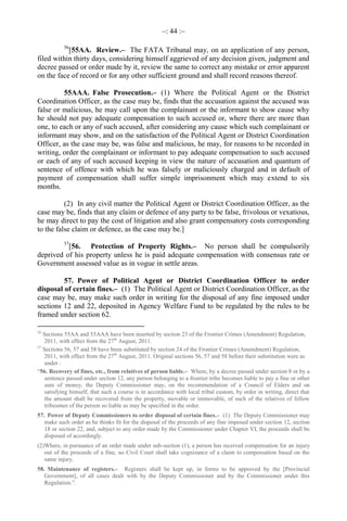 Frontier Crimes Regulation (FCR) 1901, As Amended in 2011 (English, including summary of reforms)