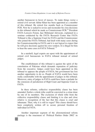 Frontier crimes regulation a case study of reforms process