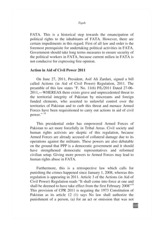 Frontier crimes regulation a case study of reforms process