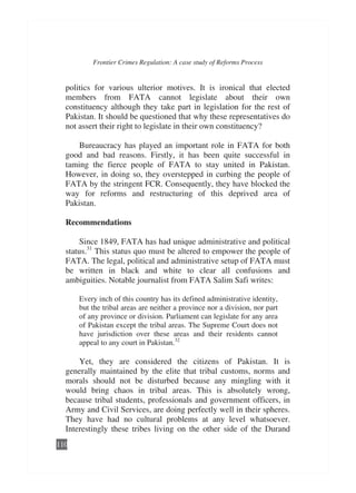 Frontier crimes regulation a case study of reforms process