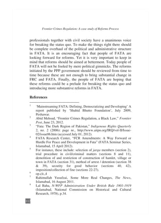 Frontier crimes regulation a case study of reforms process