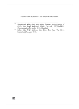 Frontier crimes regulation a case study of reforms process