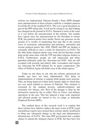 Frontier crimes regulation a case study of reforms process