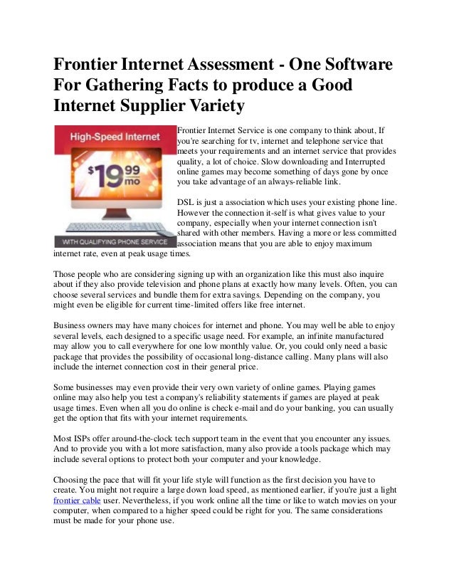 frontier internet assessment one software for gathering facts to pro frontier internet technical support
