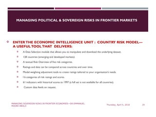 Managing EMERGING Sovereign Risks in Frontier ECONOMIES by Dr. Emmanuel ...
