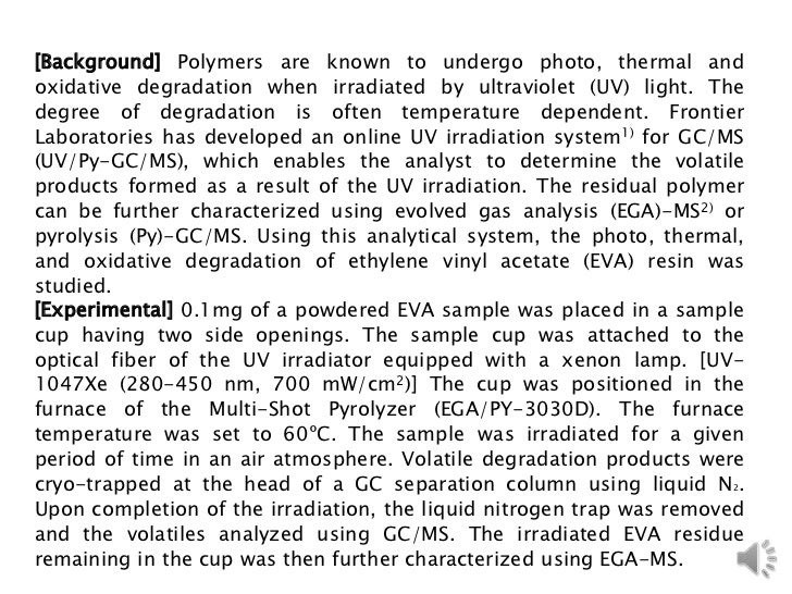 Rapid evaluation of ethylene vinyl acetate (EVA) degradation using
