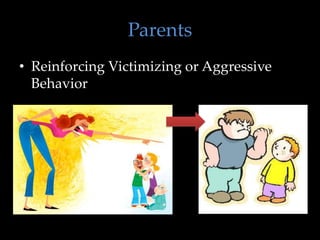 Parents
• Reinforcing Victimizing or Aggressive
  Behavior
 