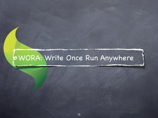 WORA: Write Once Run Anywhere




              13
 