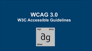 WCAG 3.0
W3C Accessible Guidelines
 
