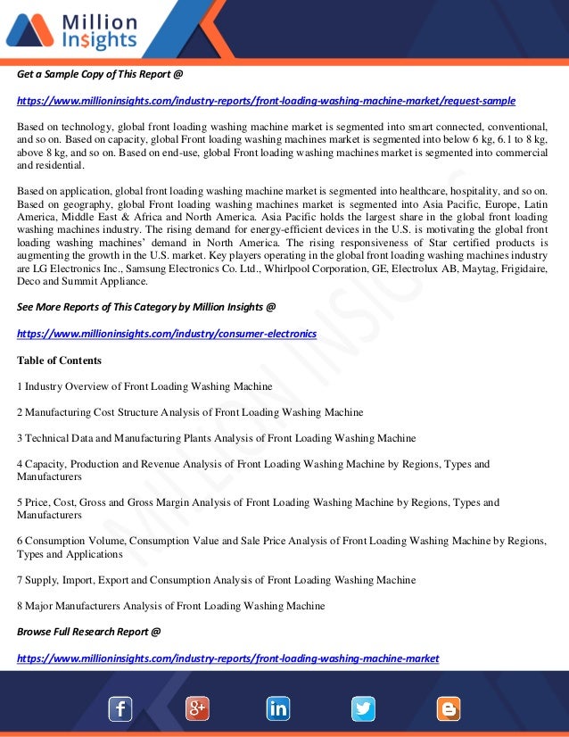 Front loading washing machines market segment by region, types and