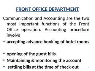 introduction to hotel front office pptx. | PPTX