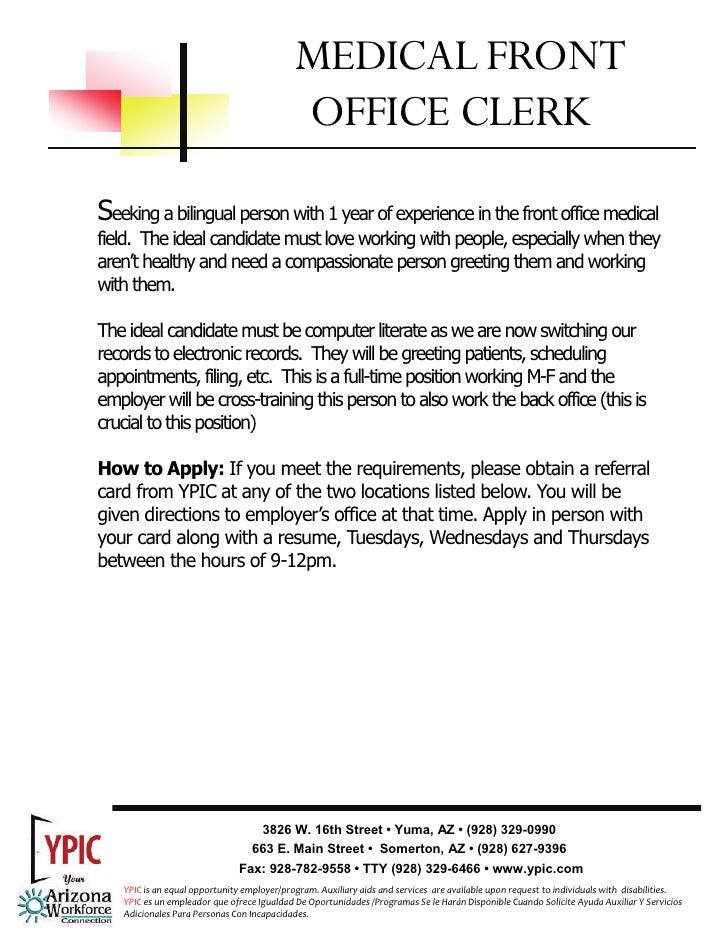 Front office clerk