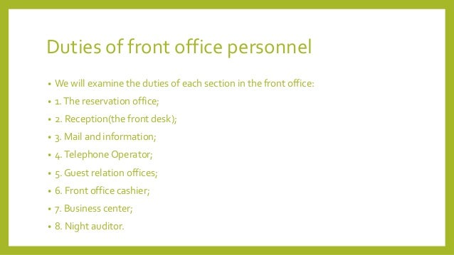 Front Office Department Design By Austin